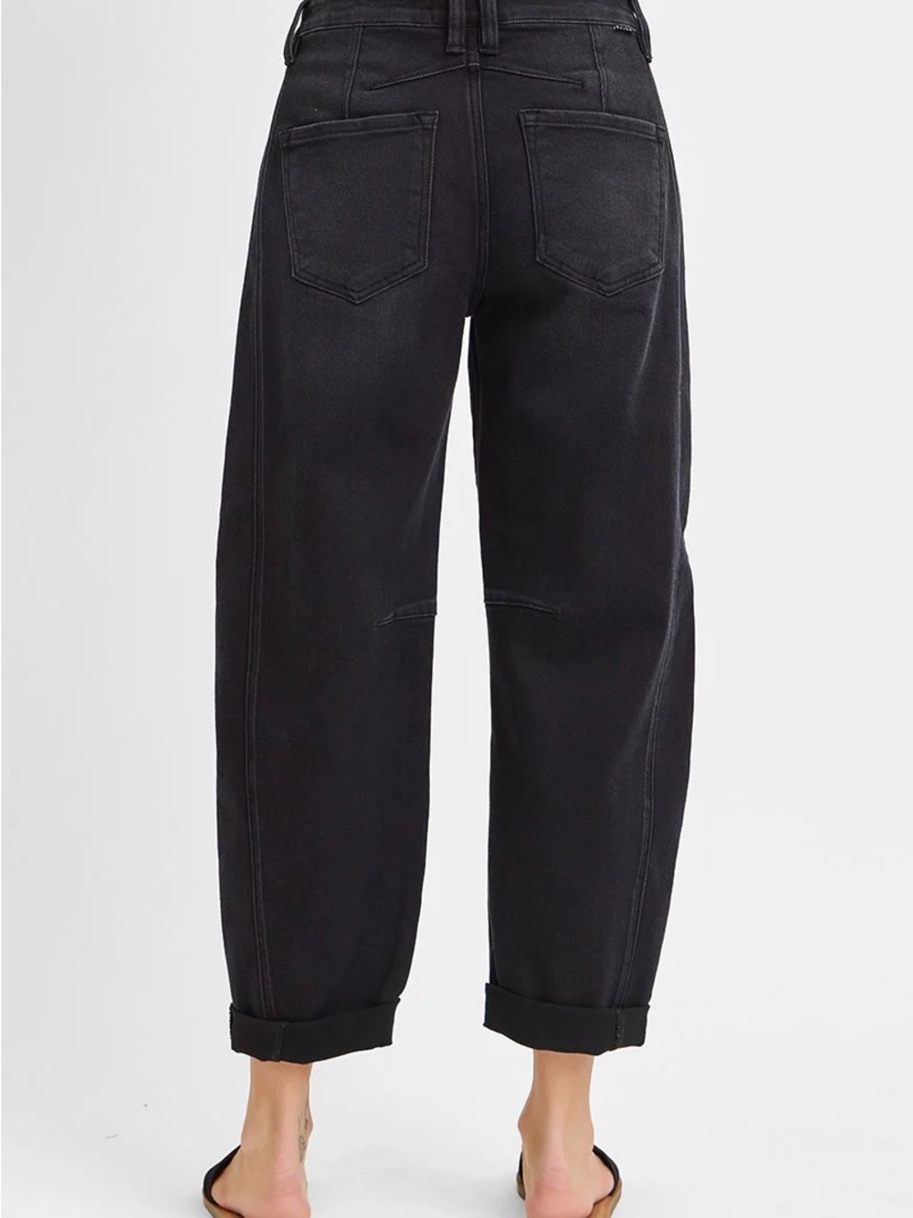 Women’s Risen Black Barrel-Leg Jeans - Picture 2 of 6